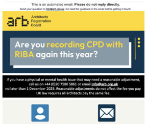 Are You Recording CPD With RIBA Again This Year email