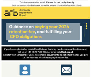 Guidance on paying your 2026 retention fee, and fulfilling your CPD obligations email banner